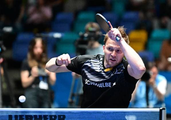RECORD DATE NOT STATED Dang Qiu im Halbfinale des TTBL Final Four in Frankfurt. Der deutsche Nationalspieler Dang Qiu von Borussia Düsseldorf im Einsatz gegen den TTC Schwalbe Bergneustadt im Halbfinale des TTBL Final Four in Frankfurt am Main in der Süwag Energie Arena am 30. Mai 2026. Frankfurt am Main Hessen Germany