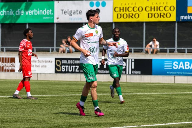 Fussball: Schweiz: Promotion League 2025 2026 - Letzter Spieltag, 30.05.2026 - SC Kriens vs. FC Bavois - Kleinfeld (Kriens, Schweiz); Torjubel Nando Toggenburger Kriens Stadion Kleinfeld Luzern Schweiz Copyright: xAmiirxAmedjouax