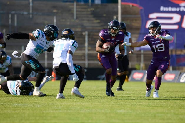 Frankfurt Galaxy - Munich Ravens, American Football, European Football Alliance (EFA), Saison 2026, 30.05.2026. 11 Normen Schumm (WR, Frankfurt Galaxy) im Spiel zwischen Frankfurt Galaxy und Munich Ravens in der European Football Alliance (EFA) in Frankfurt am Main, Deutschland. Hessen Deutschland