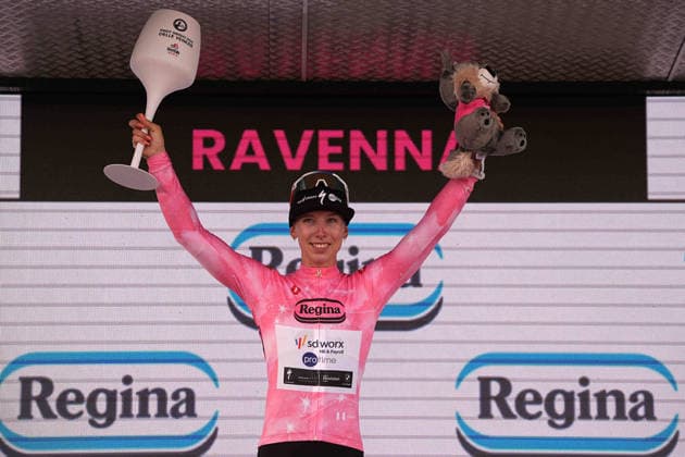 Netherlands™s Lorena Wiebes of Team SD Worx - Protime™s winner of the stage on the podium during Stage 1 of the Giro d™Italia Women, from Cesenatico to Ravenna, Italy, Saturday May 30, 2026  Copyright: xMarcoxAlpozzi LaPressex