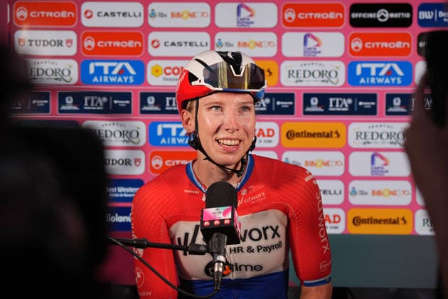 Netherlands™s Lorena Wiebes of Team SD Worx - Protime™s winner of the stage during interview after Stage 1 of the Giro d™Italia Women, from Cesenatico to Ravenna, Italy, Saturday May 30, 2026  Copyright: xMarcoxAlpozzi LaPressex