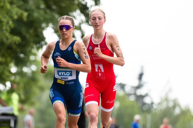 1. Triathlon-Bundesliga Kraichgau Jara Banka (GER, Hylo Team Viernheim Saar) vor Fabienne Gericke (GER, Dresdner Spitzen Team Mitteldeutschland) Ubstadt-Weiher Deutschland Copyright: xMarcelxHilgerx