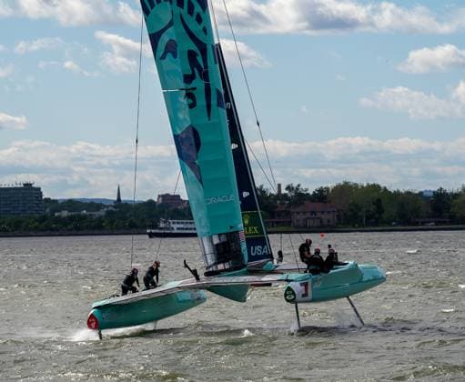 RECORD DATE NOT STATED Mubadala New York SailGP Kicks Off as Spain Takes Early Lead on Opening Day (SPO) Mubadala New York SailGP Kicks Off as Spain Takes Early Lead on Opening Day. May 30,2026, Governors Island, New York, USA: Team USA races across the Hudson River during the opening day of the Mubadala New York Sail Grand Prix on Saturday. Credit: Jorge Estrellado Thenews2(Foto: Jorge Estrellado Thenews2 imago images) SPO  Copyright: xJorgexEstrelladox