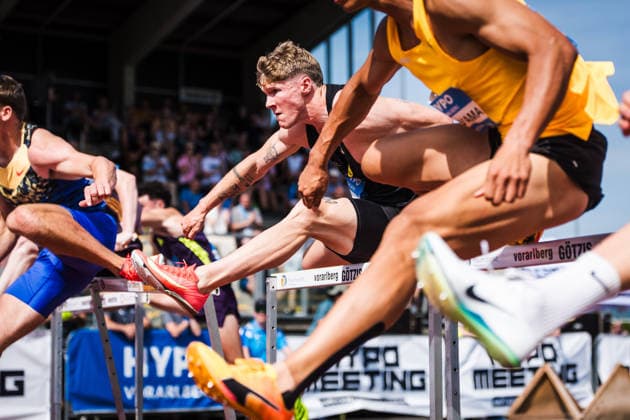 51. Hypomeeting, Goetzis (AT), 31.05.2026 GOETZIS, SWITZERLAND - MAY 31: Finley GAIO of Switzerland, center, competes in the 110 m hurdles of the mens decathlon at the 51. Hypomeeting, Goetzis (AT) on May 31, 2026 in Goetzis, Switzerland. Copyright: xBEAUTIFULxSPORTS UlfxSchillerx