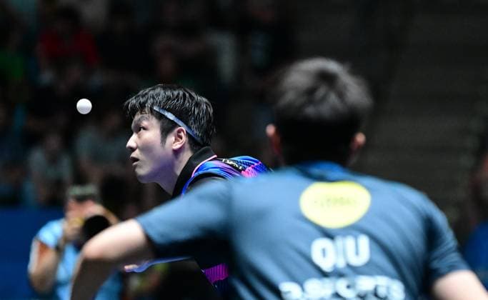 RECORD DATE NOT STATED Olympiasieger Fan Zhendong im Finale des TTBL Final Four in Frankfurt. Der chinesische Olympiasieger Fan Zhendong vom 1. FC Saarbrücken-TT im Einsatz gegen Borussia Düsseldorf im Finale des TTBL Final Four in Frankfurt am Main in der Süwag Energie Arena am 31. Mai 2026. Frankfurt am Main Hessen Germany