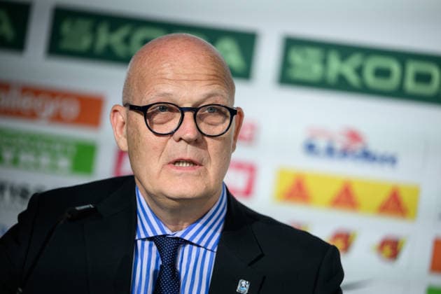 260531 IIHF Council member Viesturs Koziols at an end-of-tournament press conference, PK, Pressekonferenz organized by IIHF and the 2026 IIHF Ice hockey, Eishockey World Championship, WM, Weltmeisterschaft Organizing Committee during the 2026 IIHF Ice Hockey World Championship on May 31, 2026 in Zürich. Photo: Jesper Zerman BILDBYRAN kod JZ JZ0741 ishockey ice hockey ishockey-vm 2026 vm 2026 iihf world championship bbeng presskonferens Copyright: JESPERxZERMAN BB260531JZ016