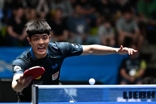 RECORD DATE NOT STATED Dang Qiu im Finale des TTBL Final Four in Frankfurt. Der deutsche Nationalspieler Dang Qiu von Borussia Düsseldorf im Einsatz gegen den 1. FC Saarbrücken-TT im Finale des TTBL Final Four in Frankfurt am Main in der Süwag Energie Arena am 31. Mai 2026. Frankfurt am Main Hessen Germany