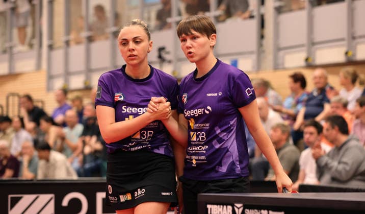 Sabina Surjan im Doppel mit Nina Mittelham (ttc) Aktion Oberkörper Tischtennis Finale Deutsche Meisterschaft Bundesliga Damen Saison 2025 2026 31.05.2026 ttc eastside Berlin vs TSV Dachau