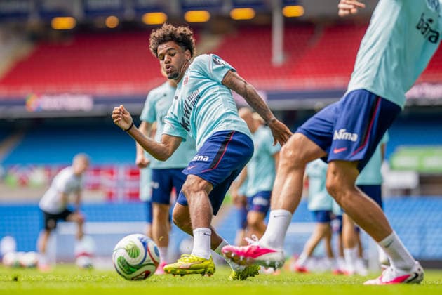 260531 Oscar Bobb of the Norwegian national football team during a training session on May 31, 2026 in Oslo. Photo: Vegard Grott BILDBYRAN kod VG VG0931 bbeng fotball football soccer fotboll FIFA World Cup, WM, Weltmeisterschaft, Fussball vm fotball-vm norge norway trening träning training practice precamp pre-camp Copyright: VEGARDxGRoTT BB260531VG011