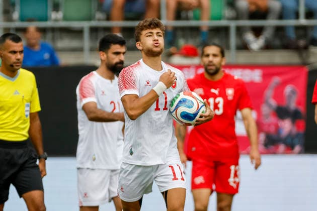 Torjubel bei Odeh Fakhoury (Jordanien, 11) nach seinem Tor zum 3:1 , Schweiz, Fussball, Freundschaftsspiel, Schweiz vs. Jordanien, 31.05.2026, St. Gallen Kybunpark Hessen Schweiz Copyright: xGrantxHubbsx