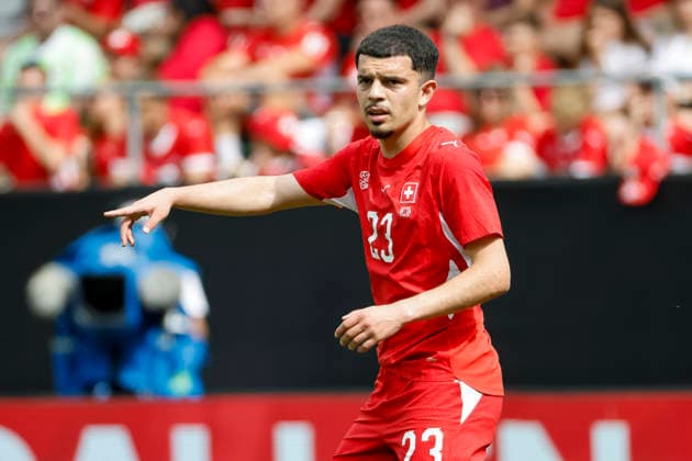 Zeki Amdouni (Schweiz, 23), Mimik, Gesichtsausdruck, Emotion , Schweiz, Fussball, Freundschaftsspiel, Schweiz vs. Jordanien, 31.05.2026, St. Gallen Kybunpark Hessen Schweiz Copyright: xGrantxHubbsx