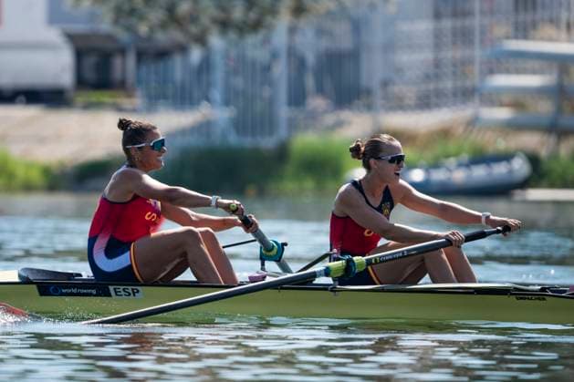 Seville, Spain. 30 May 2026. Rowers Iria Jarama Diaz and Aina Arteman i Castaner (Spain) during the W2- Women s Coxless Pair Semifinal 2 Race at the World Rowing Cup 1 2026 at CEAR La Cartuja. Seville Spain Copyright: xDavidxSarmientox xVWPicsx DSG-0879