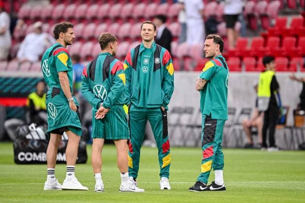 Leon Goretzka (Germany), Joshua Kimmich (Germany), Torwart Manuel Neuer (Germany) and David Raum (Germany) Looks on during the International Friendly, Länderspiel, Nationalmannschaft match between Germany and Finland at MEWA Arena on May 31, 2026 in Mainz, Germany. (Photo by Harry Langer DeFodi Images) -