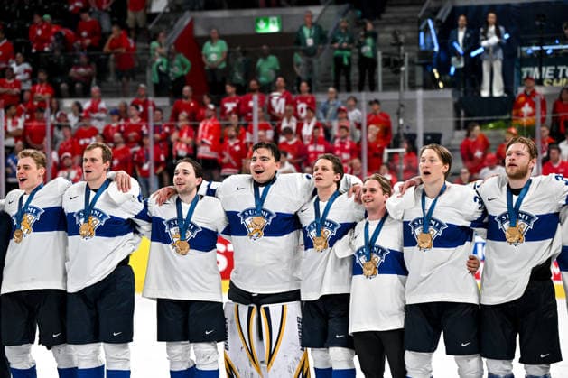 ZURICH, SWITZERLAND - MAY 31: Finland celebrate the victory during the 2026 IIHF Ice hockey, Eishockey World Championship, WM, Weltmeisterschaft Switzerland Gold Medal game between Switzerland and Finland at Swiss Life Arena on May 31, 2026 in Zurich, Zurich. Zurich Swiss Life Arena Zurich Switzerland Copyright: xJustPictures.ch AndreaxBrancax jp-en-EuSpIm-JP7_ANB_SuiFin_31052026_1073