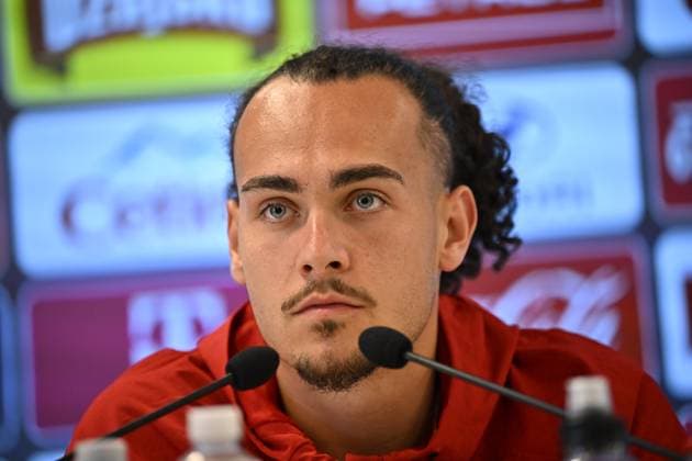 Croatia vs Belgium - friendly match - media activities 01 06 2026 RIJEKA, CROATIA - JUNE 01 : Theate Arthur defender of Belgium pictured during a press conference, PK, Pressekonferenz prior the friendly match between Croatia and Belgium ahead of the FIFA World Cup, WM, Weltmeisterschaft, Fussball 2026 on June 01, 2026 in Rijeka, Croatia, 01 06 2026 Rijeka Croatia  Copyright: xTomasxSiskx