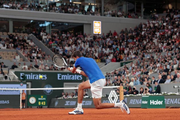 RECORD DATE NOT STATED 2nd June 2026; Roland Garros, Paris, France; 2026 French Open Tennis, Day 15; Rafael Jodar (ESP) plays a backhand to Alexander Zverev (GER) JonxBromley