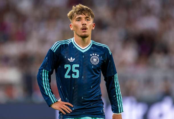31.05.2026, Fussball Freundschafts-Länderspiele 3.Spieltag, Deutschland - Finnland, in der Mewa-Arena Mainz, Lennart Karl (Deutschland) nachdenklich