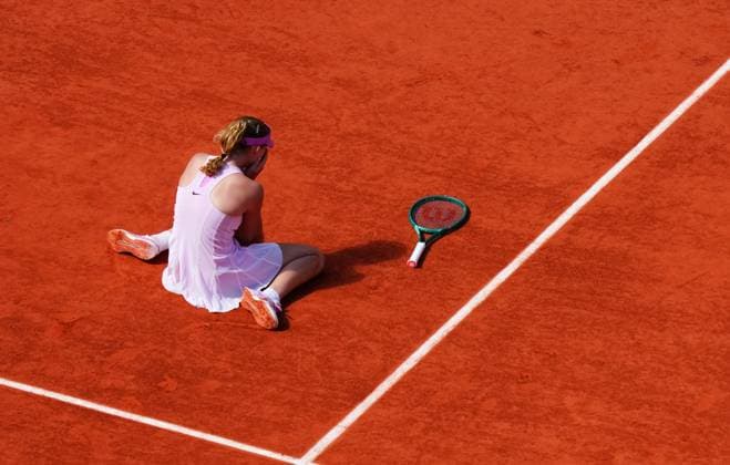 Mirra Andreeva celebrates on match point French Open Tennis, Day Fourteen, Tennis, Roland Garros, Paris, France - 06 Jun 2026Paris Roland Garros France EDITORIAL USE ONLY No use with unauthorised audio, video, data, fixture lists, club league logos or live services. Online in-match use limited to 120 images, no video emulation. No use in betting, games or single club league player publications. Copyright: xJavierxGarcia Shutterstockx 16906570s