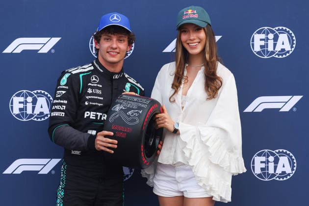 F1 Monaco Grand Prix 2026 Andrea Kimi Antonelli of Mercedes and Eileen Gu pose for a picture after the qualifying session ahead of the Formula 1 Monaco Grand Prix at the Circuit de Monaco in Monte Carlo on June 6th, 2026. Monte Carlo Monaco  Copyright: xBeataxZawrzelx originalFilename:zawrzel-f1monaco260606_npdA7.jpg