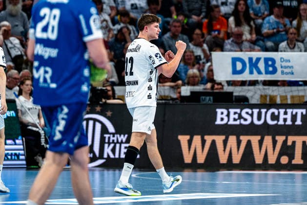 07.06.2026, xdobgx, Handball Daikin HBL, THW Kiel - TBV Lemgo Lippe v.l. Rasmus Ankermann (Kiel, 22) Jubel, Torjubel, jubelt ueber das Tor, celebrate the goal, celebration Kiel