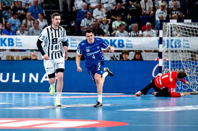 07.06.2026, xdobgx, Handball Daikin HBL, THW Kiel - TBV Lemgo Lippe v.l. Hendrik Pekeler (Kiel, 61), Samuel Zehnder (TBV Lemgo Lippe, 4) Jubel, Torjubel, jubelt ueber das Tor, celebrate the goal, celebration, Gonzalo Perez De Vargas (Kiel, 1) Kiel