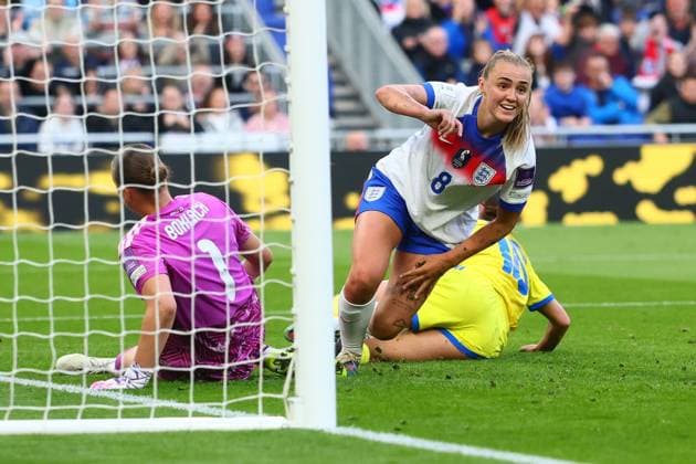 Georgia Stanway of England scores to make it 2-0 and celebrates England Women v Ukraine Women, FIFA 2027 Women s World Cup Qualifying, Football, Hill Dickinson Stadium, Liverpool, UK - 09 Jun 2026Liverpool Hill Dickinson Stadium United Kingdom EDITORIAL USE ONLY No use with unauthorised audio, video, data, fixture lists, club league logos or live services. Online in-match use limited to 120 images, no video emulation. No use in betting, games or single club league player publications. Copyright: xPaulxCurrie Shutterstockx 16919205au