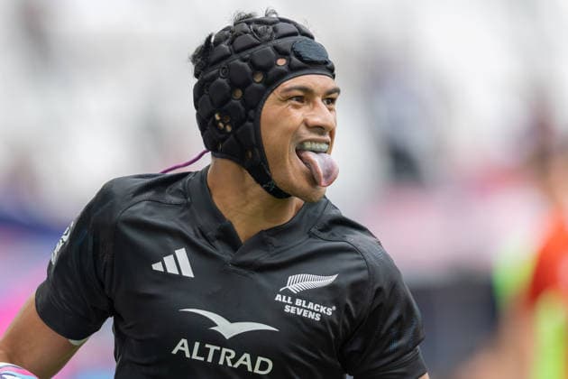 Bordeaux Sevens, SVNS Rugby World Championship, WM, Weltmeisterschaft Versuch durch Roderick Solo (Neuseeland, All Blacks Sevens). Drittes Turnier der SVNS World Championship, Siebener-Rugby WM vom 5. bis 7. Juni 2026 in Bordeaux (Frankreich). Tag 1, Gruppenspiele am 5. Juni 2026., Bordeaux Region Nouvelle-Aquitaine Frankreich Stade Atlantique