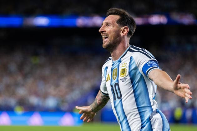 260616 Lionel Messi of Argentina celebrates after 2-0 during the FIFA World Cup, WM, Weltmeisterschaft, Fussball 2026 football match between Argentina and Algeria on June 16, 2026 in Kansas City. Photo: Joel Marklund BILDBYRAN kod JM JM0825 bbeng fotboll football soccer fotball vm fotbolls-vm fotball-vm fotbolls-vm 2026 fifa world cup 2026 argentina algeria algeriet jubel celebration Copyright: JOELxMARKLUND BB260616JM054