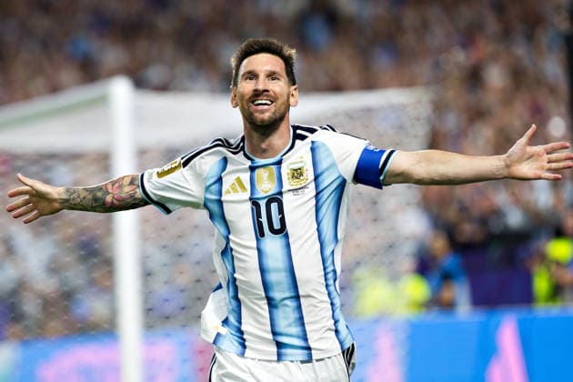 June 16, 2026, Kansas City, Kansas, USA: Argentina forward LIONEL MESSI 10 celebrates his second goal of the game attained during the second half of the game at Kansas City Stadium in Kansas City, KS, on June 16, 2026. Kansas City USA - ZUMAh139 20260616_zap_h139_002 Copyright: xSerenaxS.Y.xHsux