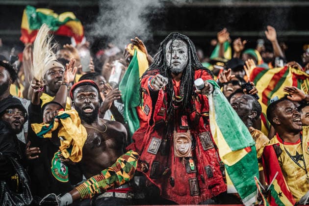 Fußball Herren FIFA Fußball-Weltmeisterschaft 2026 Gruppe L Ghana vs. Panama 17.06.2026 Fans aus Ghana feiern ausgelassen den Sieg auf der Tribüne Toronto Toronto Stadium Ontario Kanada