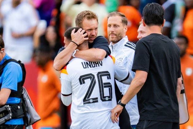FIFA Fussball Weltmeisterschaft 2026, Gruppe E, Spiel 2, Deutschland vs Elfenbeinküste, 20.06.2026 im Toronto Stadium, Toronto Deniz Undav (Deutschland) wird gefeiert nach Abpfiff von Julian Nagelsmann (Deutschland) Oliver Baumann (Deutschland) Maximilian Beier (Deutschland) Pascal Gross (Deutschland) David Raum (Deutschland) Leon Goretzka (Deutschland) Copyright: xBahhoxKarax