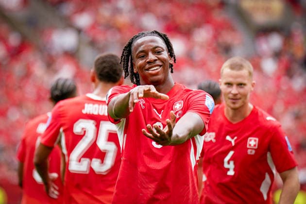 Kanada: Fußball FIFA Weltmeisterschaft 2026 Gruppenphase Schweiz vs Kanada BC Place Stadium (Vancouver, British Columbia): Tor und Torjubel zum 2:0 durch Johan Manzambi (Schweiz, 9) Freude, Emotionen, Jubel, Geste, Gestik, Emotion Copyright: xJOERANxSTEINSIEKx