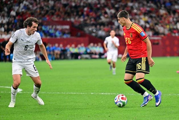 Belgium s Matias Fernandez-Pardo pictured in action during a soccer game between Belgian national team, Nationalteam Red Devils and New Zealand, on Friday 26 June 2026, at the BC Place Vancouver stadium in Vancouver, Canada, the third game in the group stage of the FIFA World Cup, WM, Weltmeisterschaft, Fussball 2026. The Diables Rouges - Rode Duivels were drawn into Group G. DIRKxWAEM  x179496634x