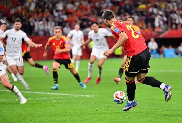 Belgium s Matias Fernandez-Pardo pictured in action during a soccer game between Belgian national team, Nationalteam Red Devils and New Zealand, on Friday 26 June 2026, at the BC Place Vancouver stadium in Vancouver, Canada, the third game in the group stage of the FIFA World Cup, WM, Weltmeisterschaft, Fussball 2026. The Diables Rouges - Rode Duivels were drawn into Group G. DIRKxWAEM  x179496636x