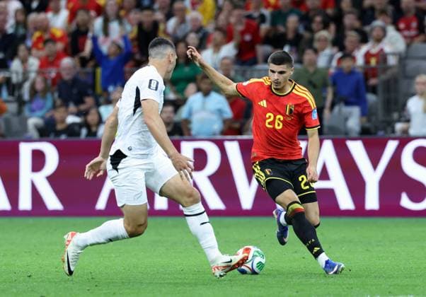 Belgium s Matias Fernandez-Pardo pictured in action during a soccer game between Belgian national team, Nationalteam Red Devils and New Zealand, on Friday 26 June 2026, at the BC Place Vancouver stadium in Vancouver, Canada, the third game in the group stage of the FIFA World Cup, WM, Weltmeisterschaft, Fussball 2026. The Diables Rouges - Rode Duivels were drawn into Group G. BRUNOxFAHY  x179496765x