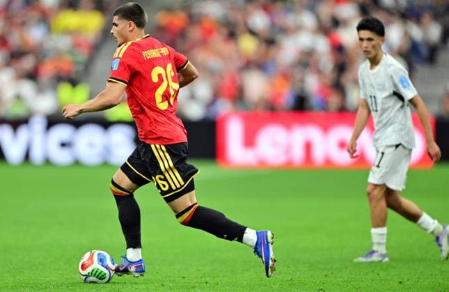 Belgium s Matias Fernandez-Pardo pictured in action during a soccer game between Belgian national team, Nationalteam Red Devils and New Zealand, on Friday 26 June 2026, at the BC Place Vancouver stadium in Vancouver, Canada, the third game in the group stage of the FIFA World Cup, WM, Weltmeisterschaft, Fussball 2026. The Diables Rouges - Rode Duivels were drawn into Group G. DIRKxWAEM  x179497829x