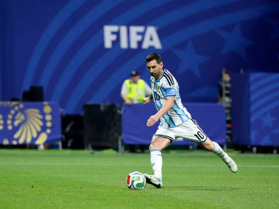 07.07.2026, Fussball Weltmeisterschaft 2026 in den USA, Achtelfinale, Argentinien - Ägypten, im Mercedes-Benz Stadium (Atlanta, GA), Lionel Messi (Argentinien) Schuss