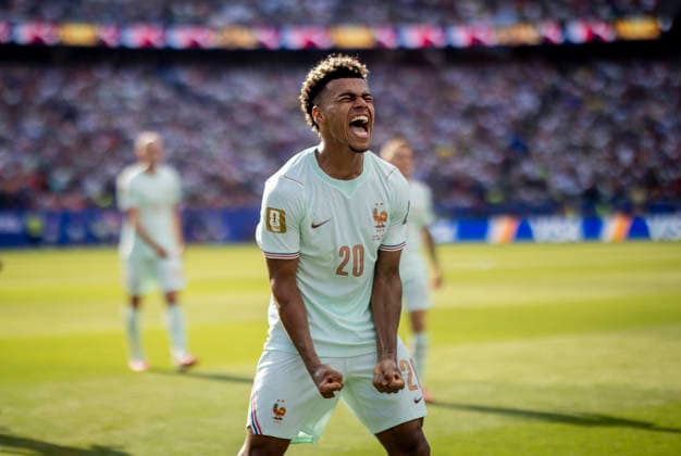 Boston, USA 09th Jul 2026. Goal celebration: Desire Doue (FRA) France - Morocco World Cup Frankreich - Marokko 09.07.2026