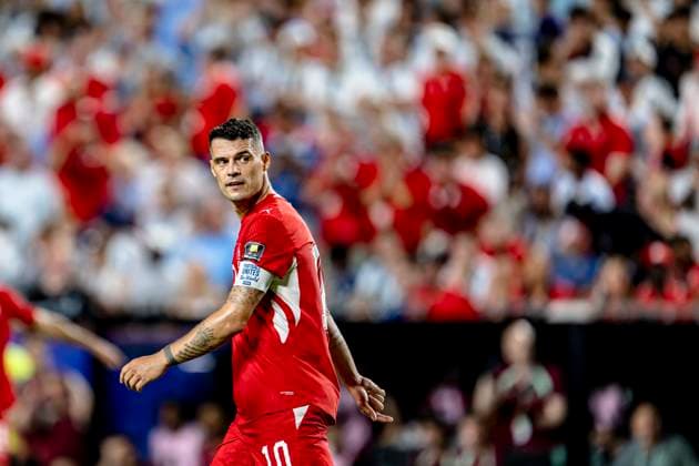 KANSAS CITY - Granit Xhaka of Switzerland during the 2026 World Cup match between Argentina and Switzerland at Arrowhead Stadium on July 11, 2026, in Kansas City, United States. (Photo by Stefan Koops EYE4IMAGES DeFodi Images) -