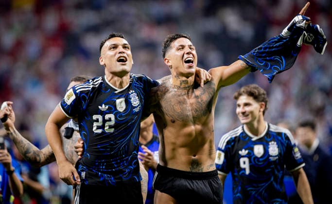 Atlanta, USA 15th Jul 2026. Final jubilation Lautaro Martinez (ARG) Enzo Fernandez (ARG) England - Argentina World Cup England - Argentinien 15.07.2026