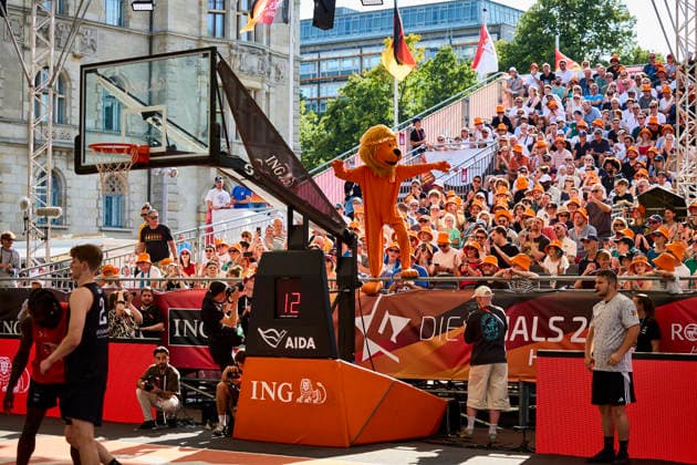 Baskets Bonn vs. Skyliners Frankfurt - DIE FINALS 2026 3x3 Finale Herren am 25.07.2026, Maskottchen der 3x3 Basketball Hannover Neues Rathaus Niedersachsen Deutschland