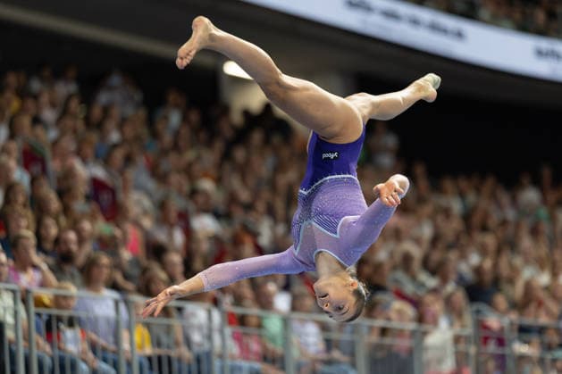 Deutsche Meisterschaften im Gerätturnen 2026, Gerätfinals Deutsche Meisterin am Balken: Helen Kevric (MTV Stuttgart). Deutsche Meisterschaften im Gerätturnen, Gerätfinals, am 26. Juli 2026 in der ZAG-Arena in Hannover., Hannover Niedersachsen Deutschland ZAG Arena