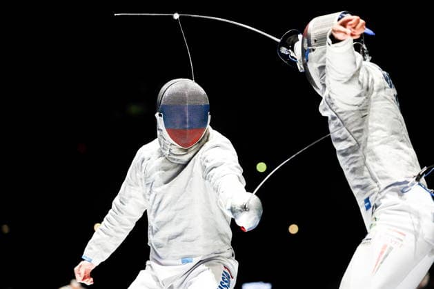 CHINA, HONG KONG - JULY 30, 2026: Athlete Dmitry Nasonov of Russia fights in his team sabre bout against Adham Moataz of Egypt during the 2026 Kerry Fencing World Championships 2026 Fencing World Championships In Hong Kong  - ZUMAt113 20260730_zaa_t113_042 Copyright: xMikhailxSinitsynx