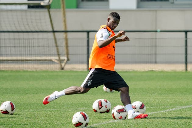 Iaia Manco Danfa (Borussia Moenchengladbach, 39) beim Lattenschiessen. Oeffentliches Training Borussia Moenchengladbach auf dem Trainingsgelaende am ista-Borussia Park, 1. Bundesliga, Fussball, Saison 2026 2027, 30.07.2026 oeffentliches Training Borussia Moenchengladbach, 1. Bundesliga, Saison 2026 2027, 30.07.2026 Moenchengladbach Copyright: xEibner-Pressefoto ThomasxHaeslerx EP_THR