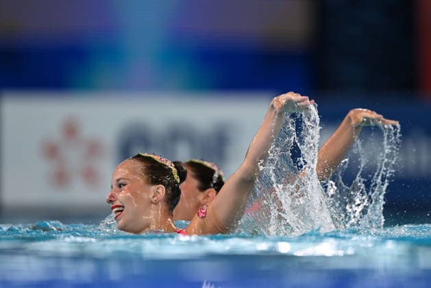 France, Paris, Centre Aquatique Olympique Metropole du Grand Paris, 31.07.2026, European Aquatics Championships Artistic Swimming - Day 1 - Duet Free Preliminary, Laelys Alavez and Romane Lunel of France Photo by Eibner Pressefoto Tino Henschel European Aquatics Championships Artistic Swimming - Day 1 - Duet Free Preliminary Paris Copyright: xEibnerxPressefotox