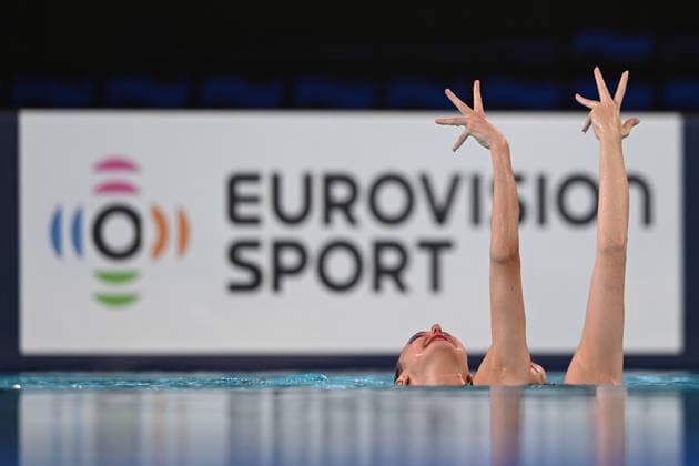 France, Paris, Centre Aquatique Olympique Metropole du Grand Paris, 31.07.2026, European Aquatics Championships Artistic Swimming - Day 1 - Duet Free Preliminary, Anna-Sophia Aeschbacher and Ixchel Honer of Switzerland Photo by Eibner Pressefoto Tino Henschel European Aquatics Championships Artistic Swimming - Day 1 - Duet Free Preliminary Paris Copyright: xEibnerxPressefotox