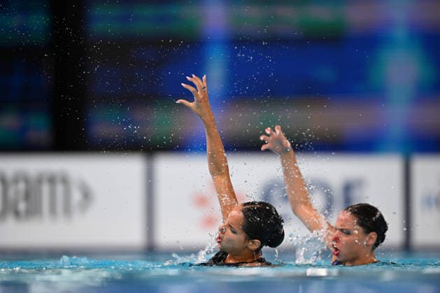 France, Paris, Centre Aquatique Olympique Metropole du Grand Paris, 31.07.2026, European Aquatics Championships Artistic Swimming - Day 1 - Duet Free Preliminary, Raya Furnadzhieva and Lora Zheynova of Bulgaria Photo by Eibner Pressefoto Tino Henschel European Aquatics Championships Artistic Swimming - Day 1 - Duet Free Preliminary Paris Copyright: xEibnerxPressefotox