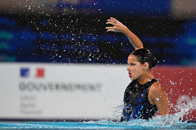 France, Paris, Centre Aquatique Olympique Metropole du Grand Paris, 31.07.2026, European Aquatics Championships Artistic Swimming - Day 1 - Duet Free Preliminary, Raya Furnadzhieva and Lora Zheynova of Bulgaria Photo by Eibner Pressefoto Tino Henschel European Aquatics Championships Artistic Swimming - Day 1 - Duet Free Preliminary Paris Copyright: xEibnerxPressefotox