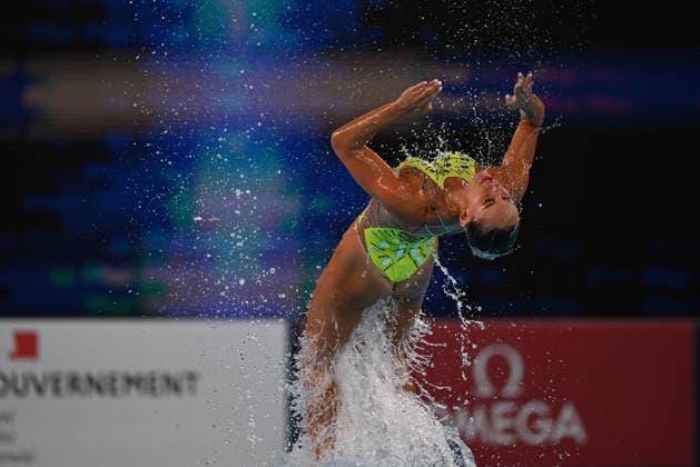 France, Paris, Centre Aquatique Olympique Metropole du Grand Paris, 31.07.2026, European Aquatics Championships Artistic Swimming - Day 1 - Duet Free Preliminary, Enrica Piccoli and Lucrezia Ruggiero of Itali Photo by Eibner Pressefoto Tino Henschel European Aquatics Championships Artistic Swimming - Day 1 - Duet Free Preliminary Paris Copyright: xEibnerxPressefotox