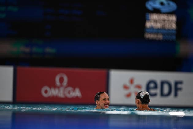 France, Paris, Centre Aquatique Olympique Metropole du Grand Paris, 31.07.2026, European Aquatics Championships Artistic Swimming - Day 1 - Duet Free Preliminary, Enrica Piccoli and Lucrezia Ruggiero of Itali Photo by Eibner Pressefoto Tino Henschel European Aquatics Championships Artistic Swimming - Day 1 - Duet Free Preliminary Paris Copyright: xEibnerxPressefotox